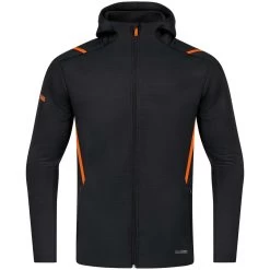 Jako Freizeitjacke Challenge Mit Kapuze Schwarz Meliert/neonorange