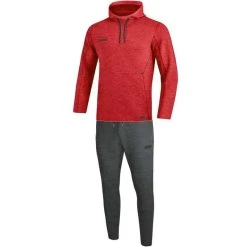 Jako Jogginganzug Premium Basics Mit Kapuzensweat Rot Meliert